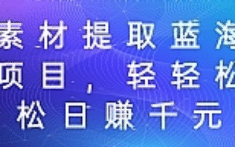 素材提取蓝海项目，轻轻松松日赚千元！