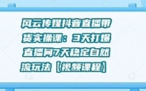 风云传媒抖音直播带货实操课：3天打爆直播间7天稳定自然流玩法