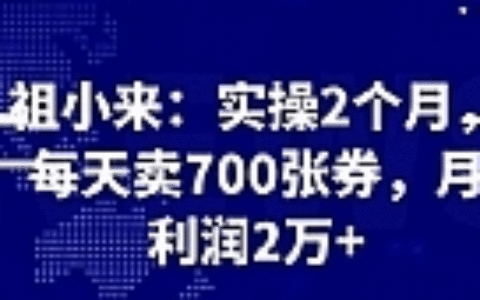 最新赚钱项目：实操 2 个月，每天卖 700 张券，月利润 2 万+