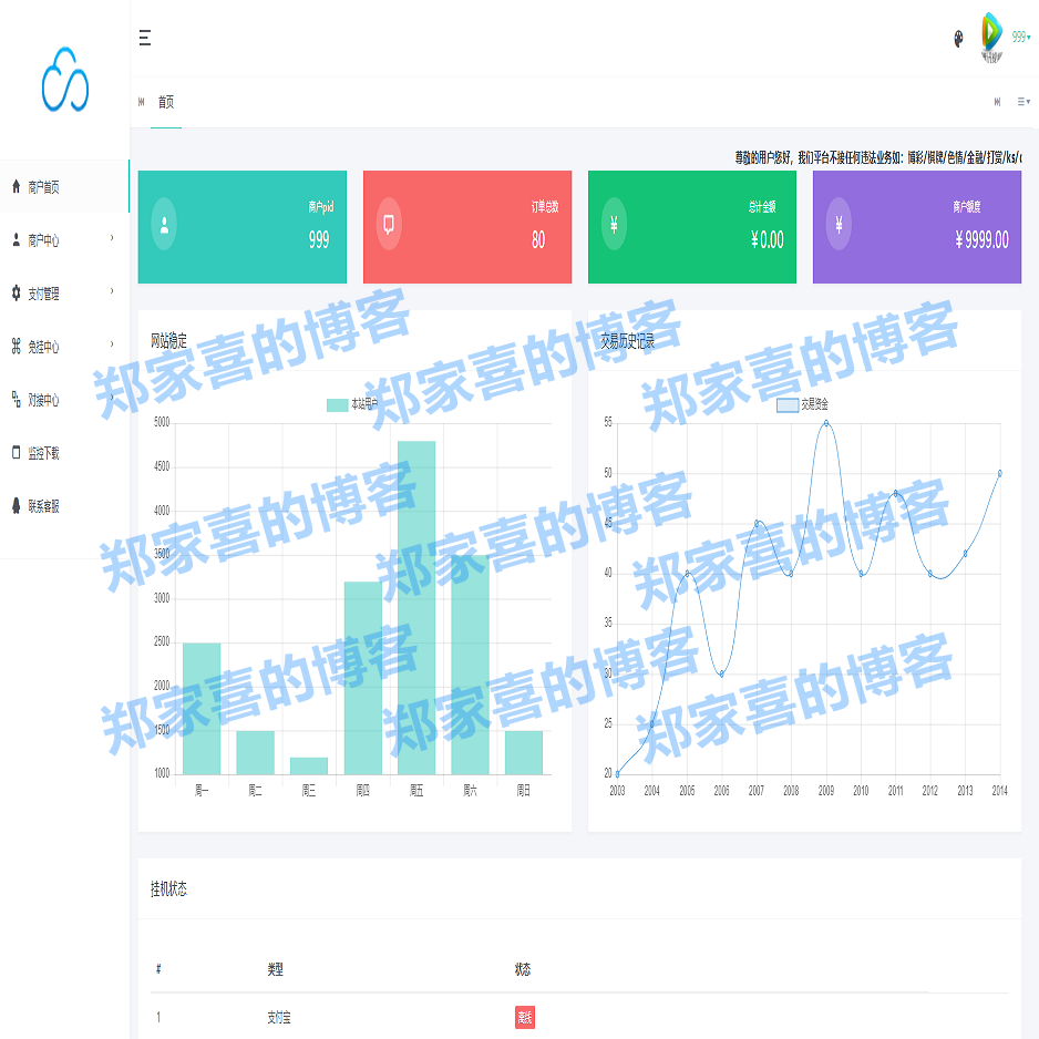 码支付系统/三网免挂/个人免签支付系统/支付宝微信收款/当面付支付/不支持轮询