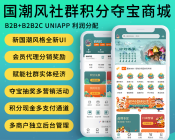 国潮风社群会员管理积分夺宝抽奖分销分润多商户独立后台管理B2B2C多经营模式电商系统