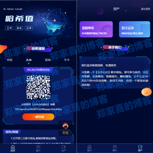 前端vue版哈希竞彩/区块链哈希值游戏/usdt/trx双玩法