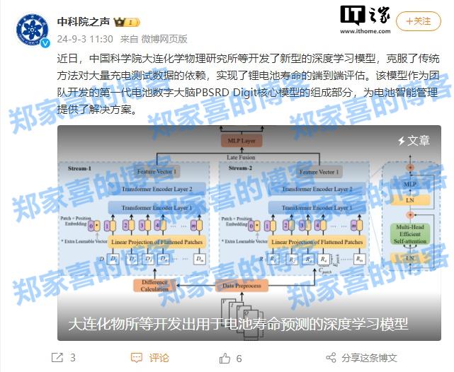 中国科学院大连化物所等开发出用于电池寿命预测的深度学习模型