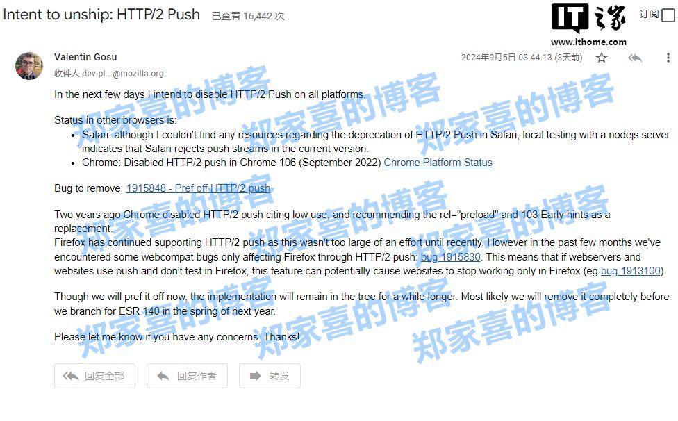 继 Safari 和 Chrome 之后，Firefox 也将禁用 HTTP / 2 服务器推送