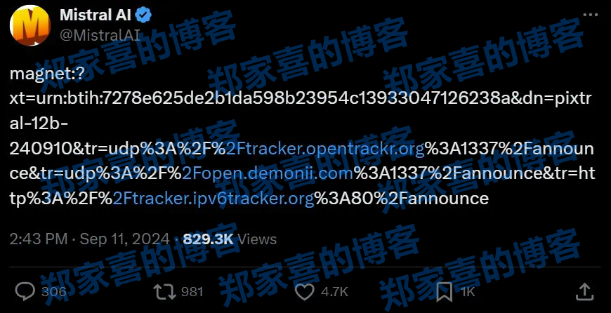 ​Mistral首个多模态模型Pixtral 12B来了！还是直接放出24GB磁力链接