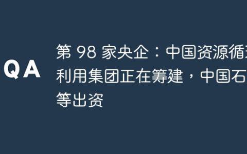第 98 家央企：中国资源循环利用集团正在筹建，中国石化等出资