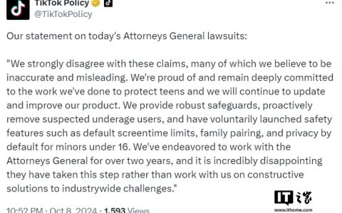 TikTok 回应“遭美国多州起诉涉嫌伤害青少年”：强烈反对，许多指控不准确且具误导性