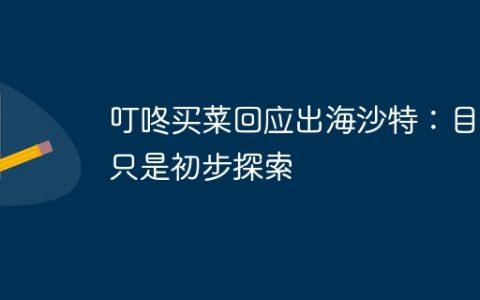 叮咚买菜回应出海沙特：目前只是初步探索