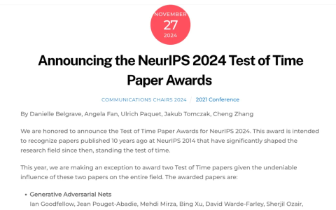 刚刚，Ilya的Seq2Seq、Ian的GAN获NeurIPS时间检验奖