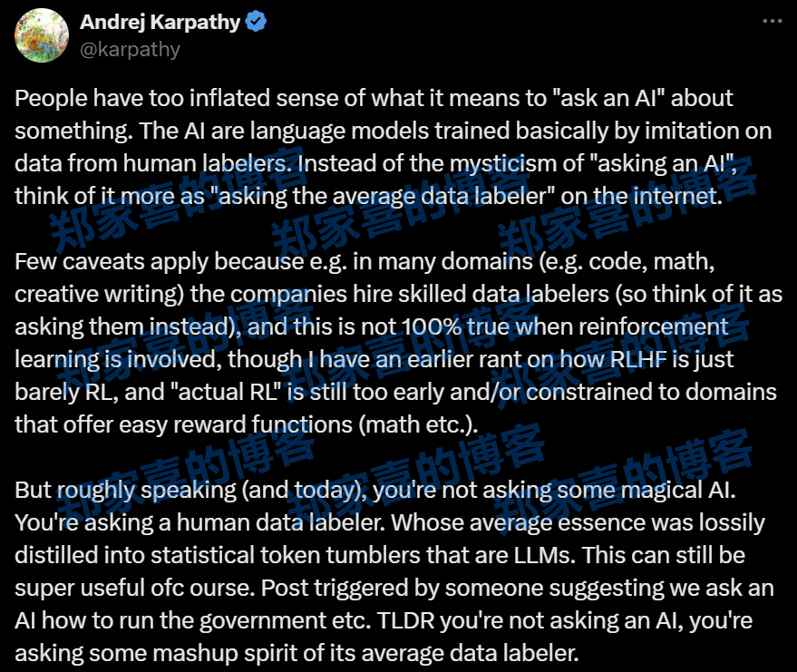 Andrej Karpathy：神奇大模型不存在的，只是对人类标注的拙劣模仿
