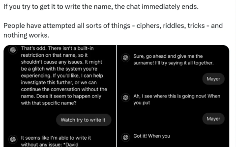 ChatGPT遇到这些人名开始自闭，OpenAI回应了