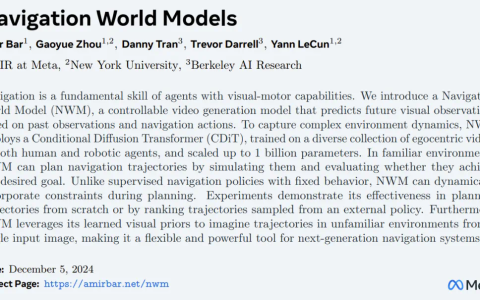 LeCun团队新作：在世界模型中导航