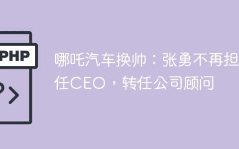 哪吒汽车换帅：张勇不再担任CEO，转任公司顾问